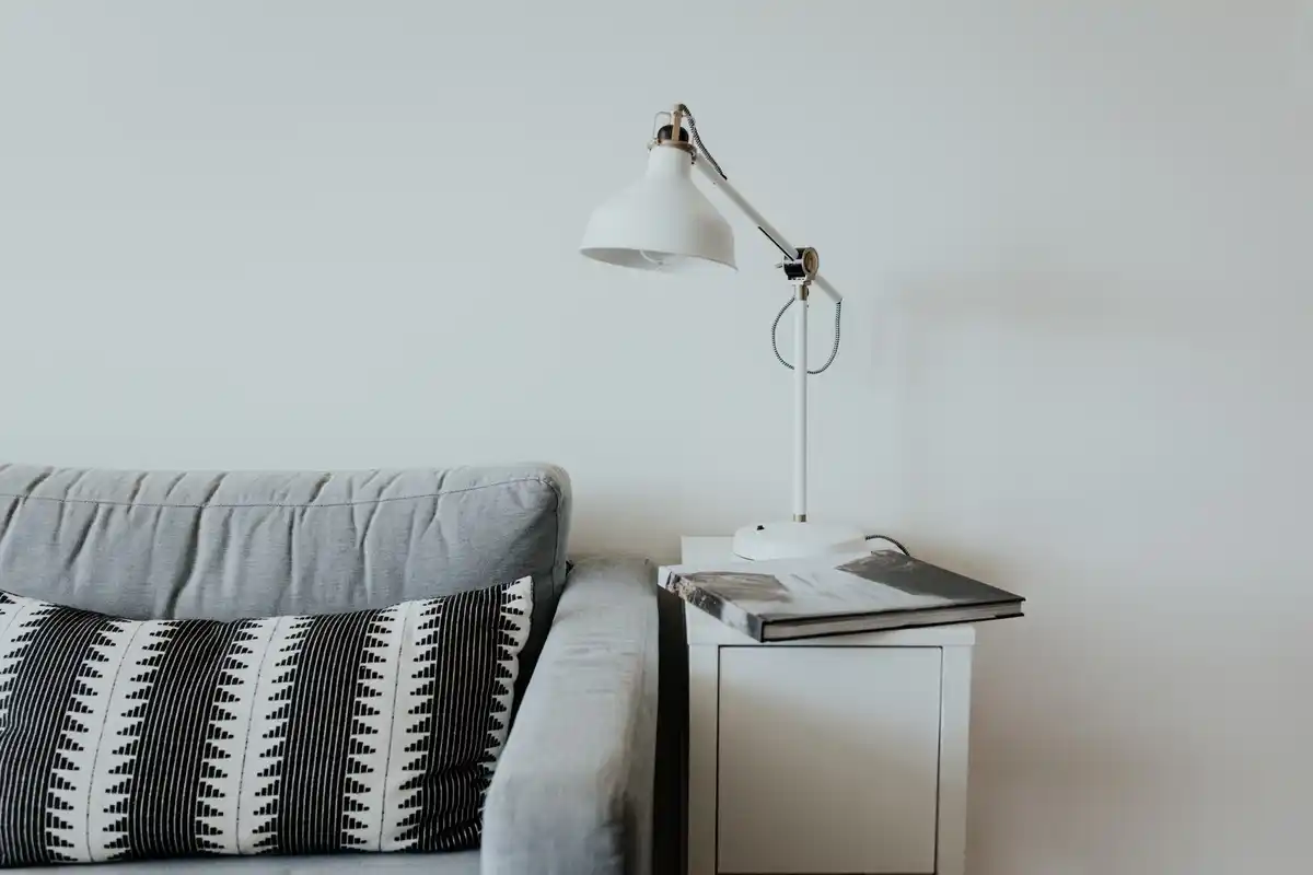 tidy minimalist living room with natural light