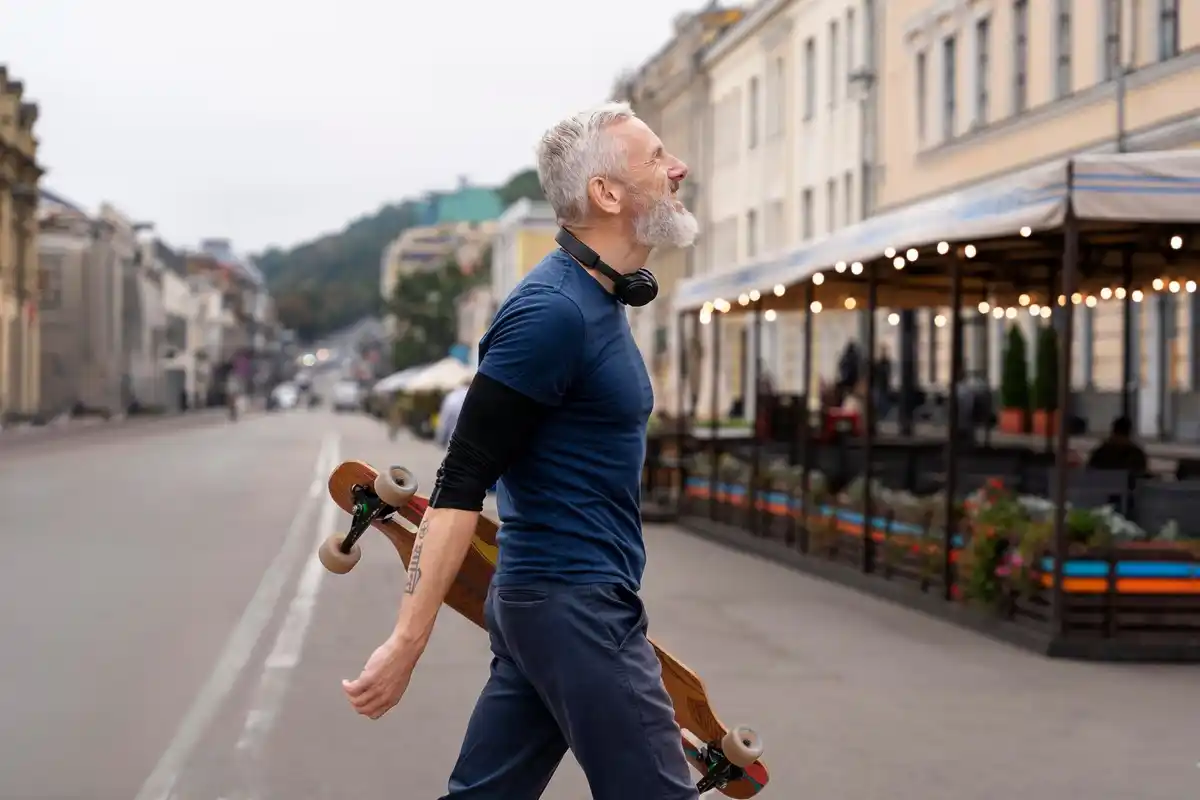 Man taking a short walk during his work break in Amsterdam