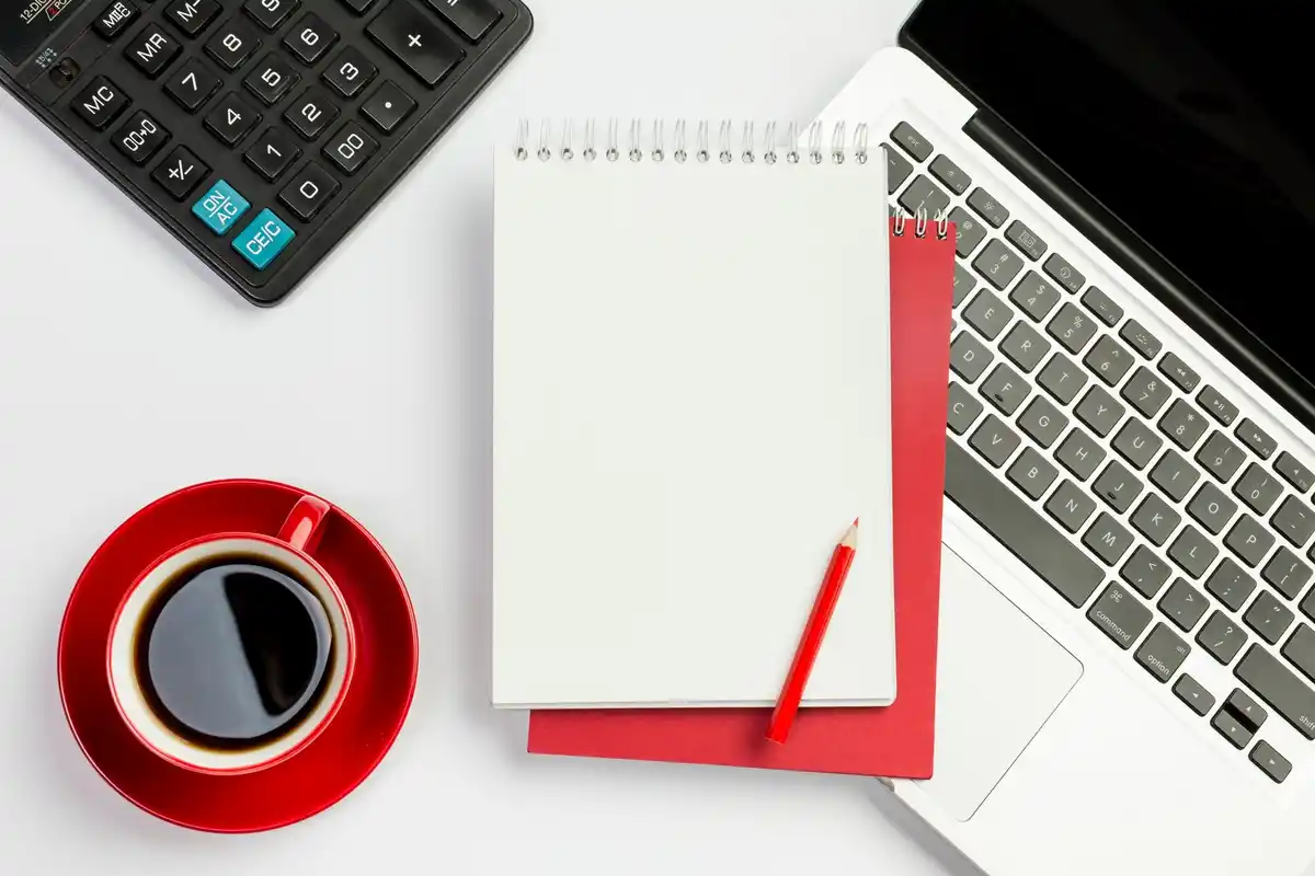 task management overview desk with coffee and laptop