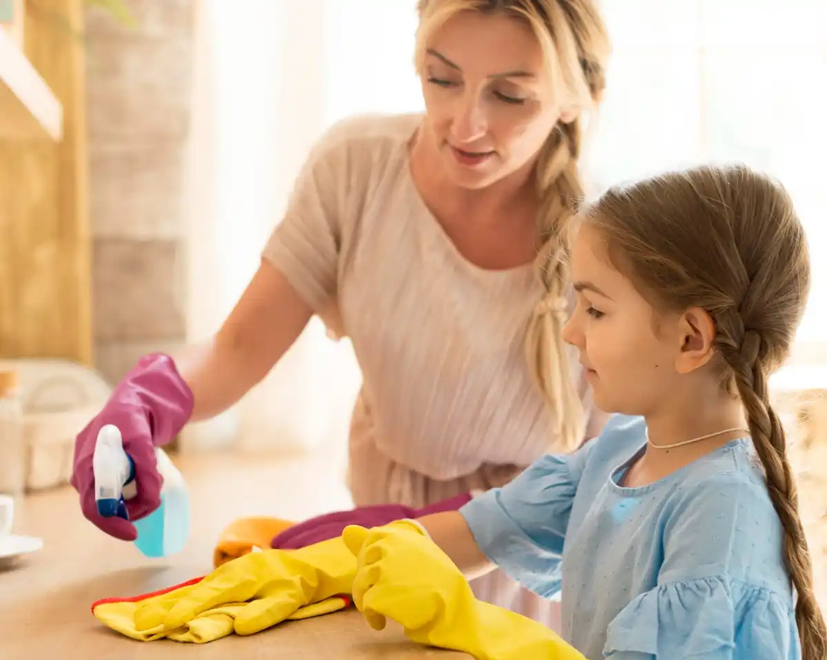 Dutch parents sharing household chores with kids