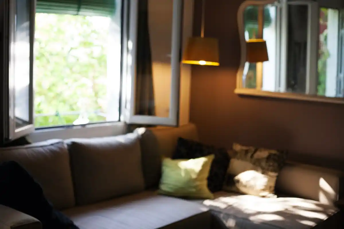 clean cozy living room with natural light
