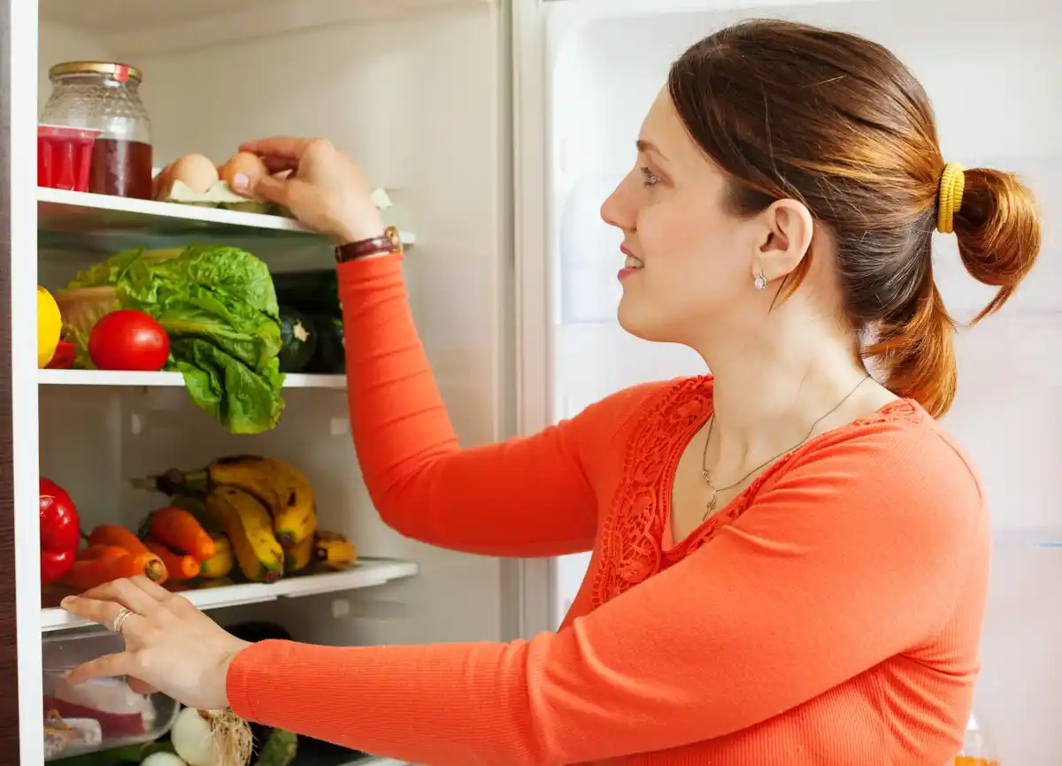 fresh vegetables in refrigerator drawer