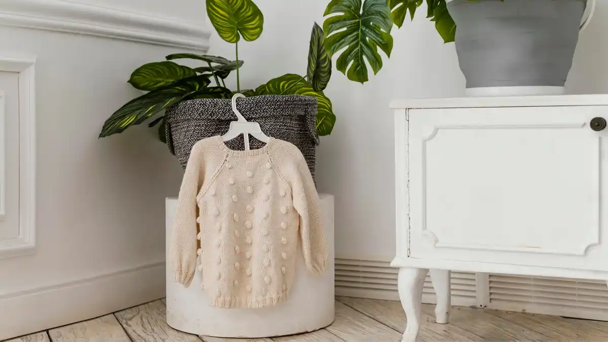 tidy living room with basket full of clothes