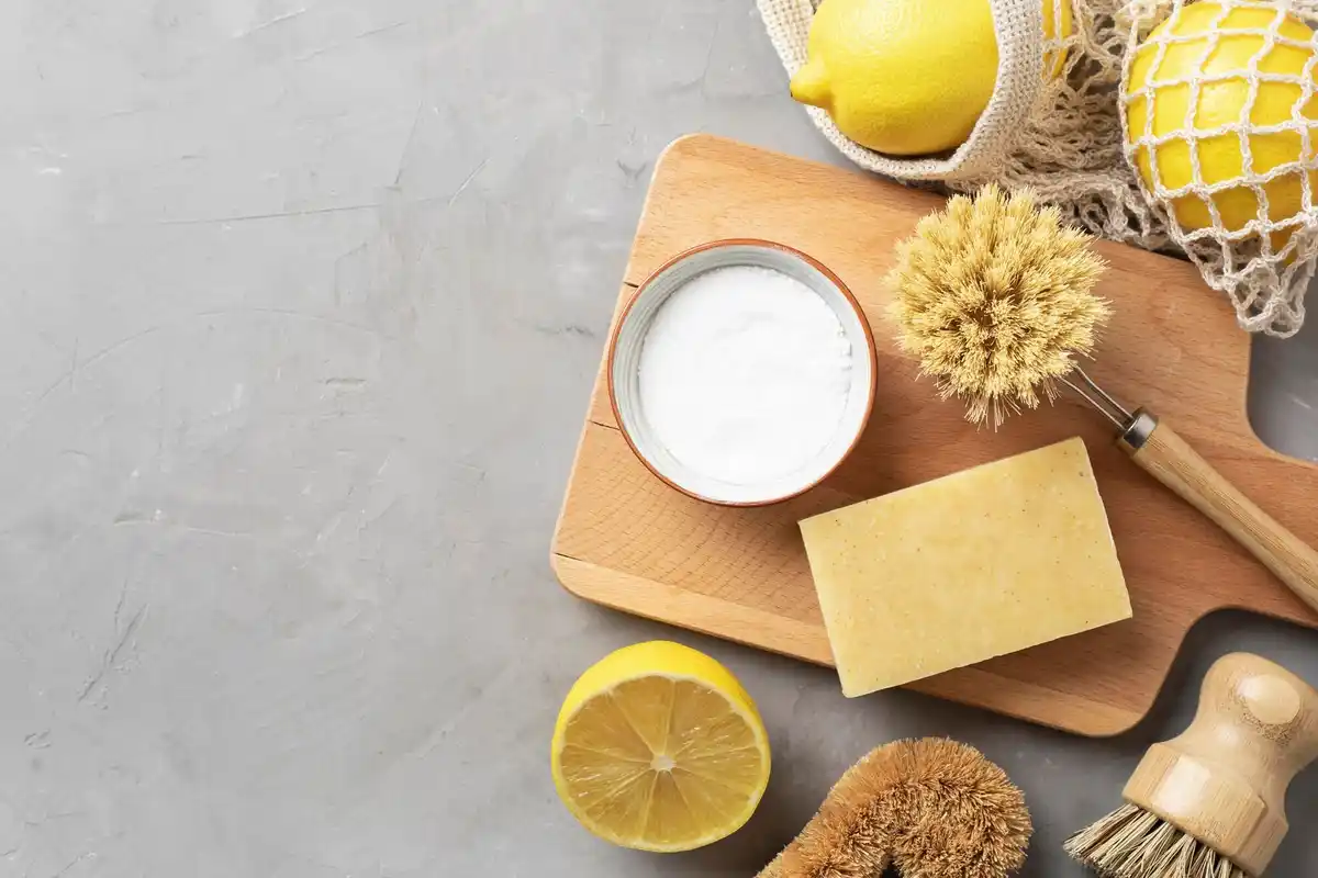 eco friendly kitchen cleaning with lemon and baking soda