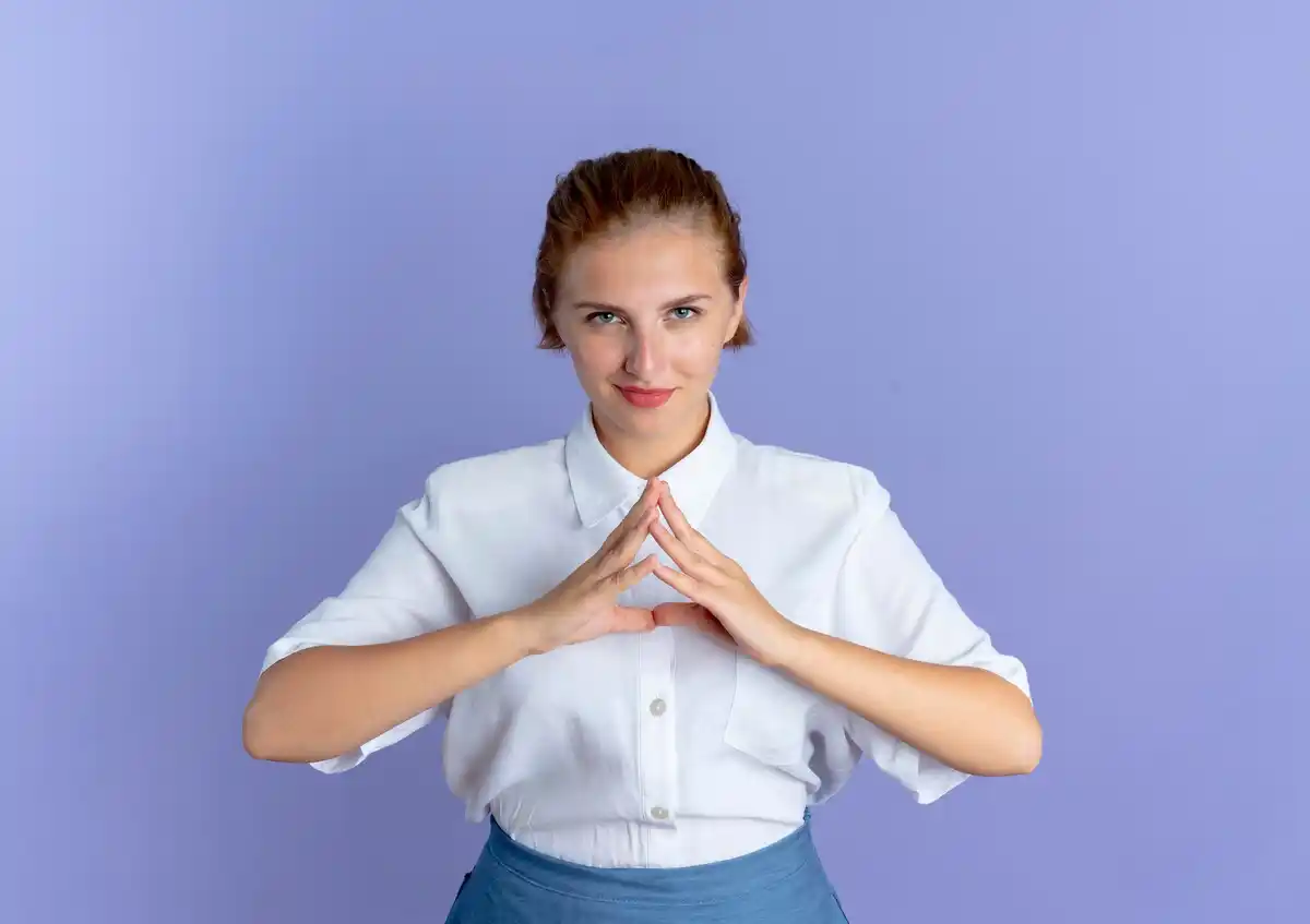 confident person saying no at work calm expression