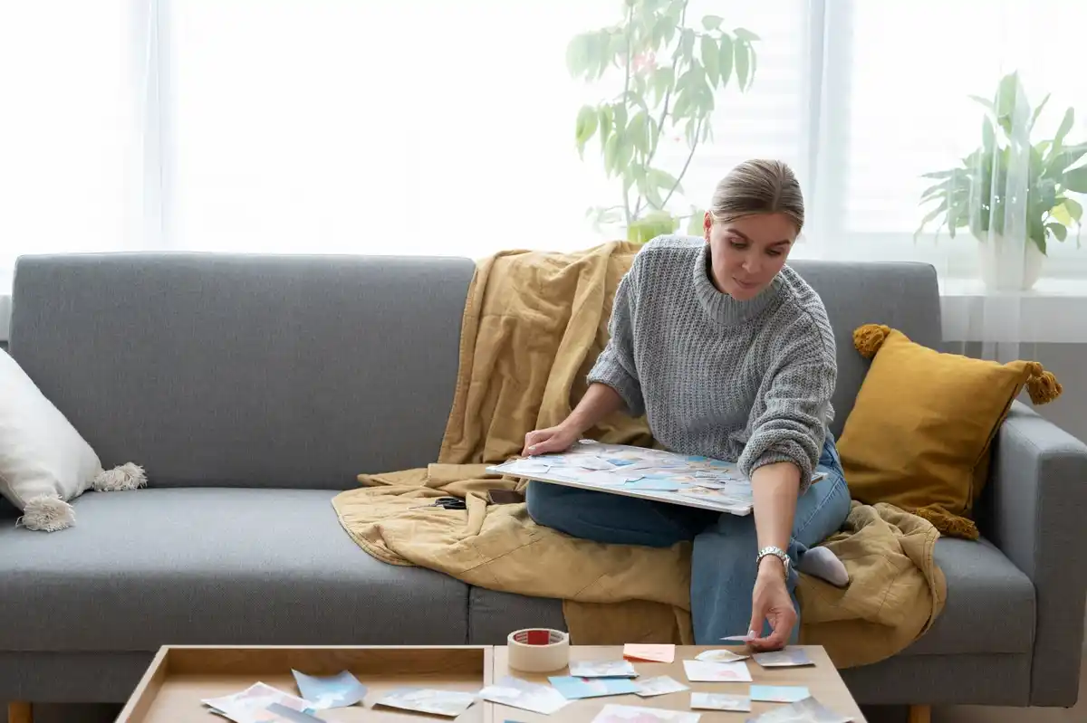 family organizing schedule at home