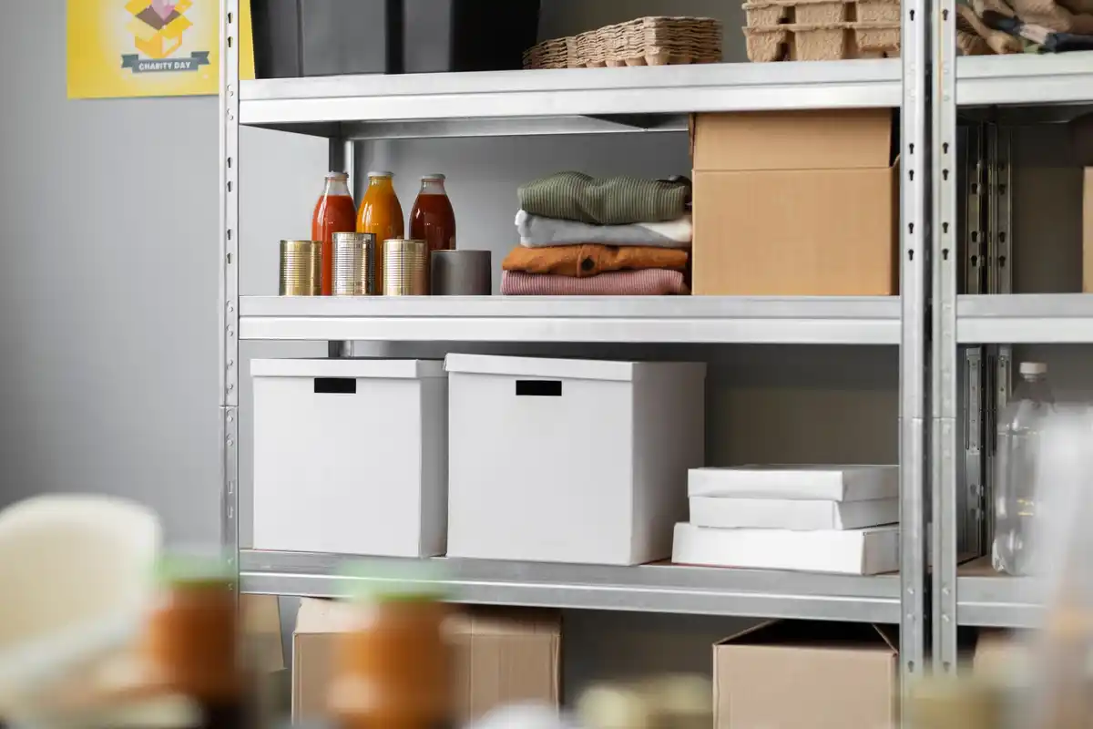 organized family home hallway with storage hooks and baskets