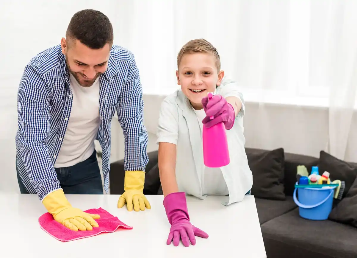 family cleaning cooperation fun