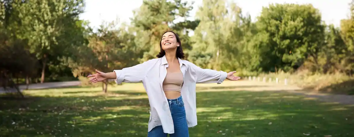 happy person quick mood boost outdoor