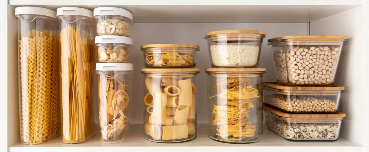 organized kitchen pantry transparent containers