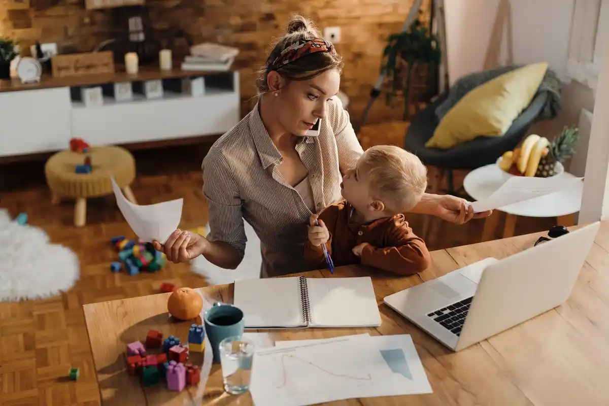 happy family organizing daily routine at home