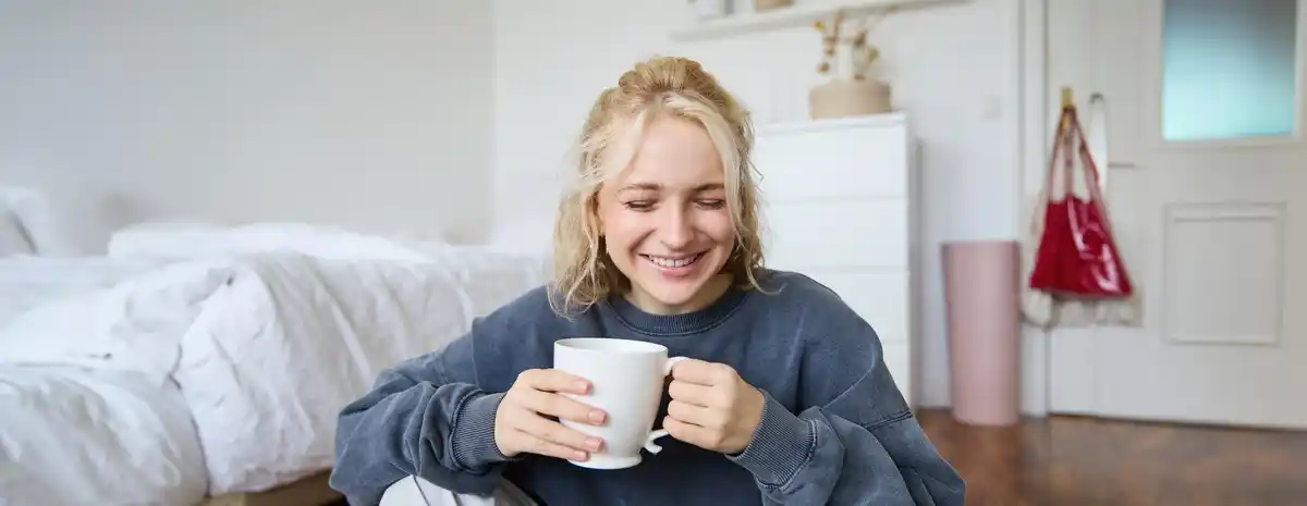 morning routine happy energetic person