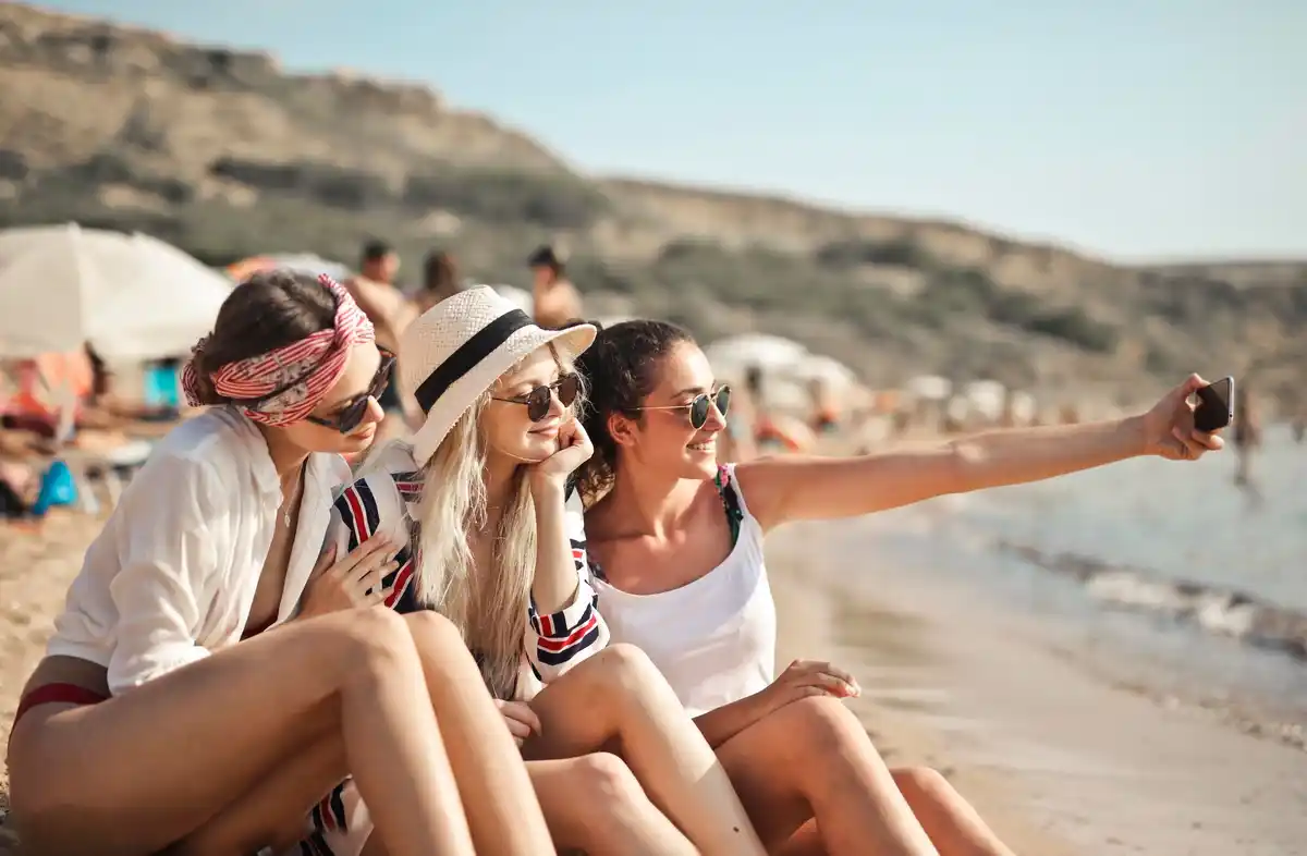 happy group on vacation having fun