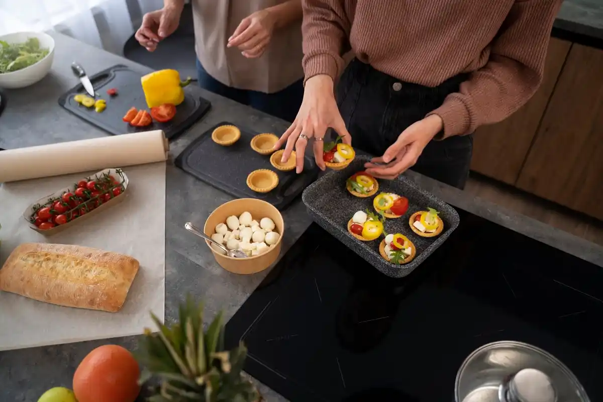 quick homemade dinner in kitchen