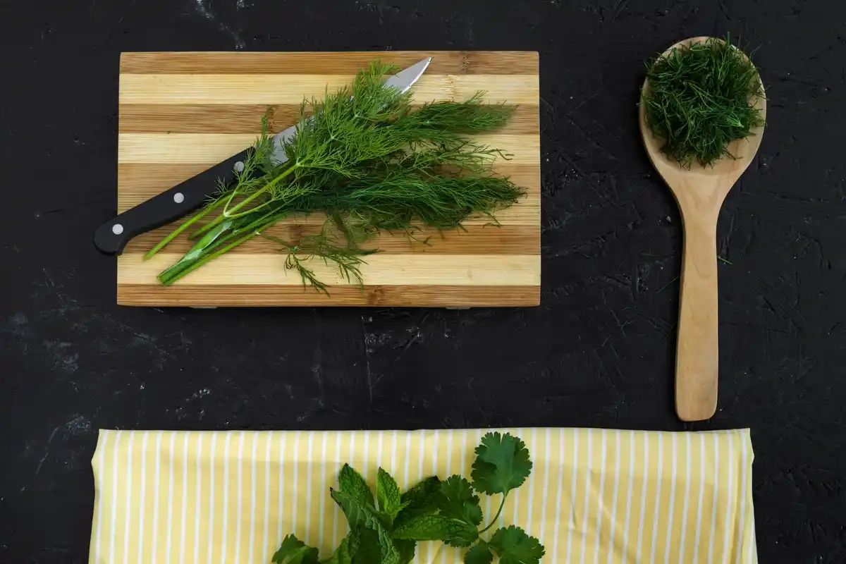 fresh herbs in kitchen