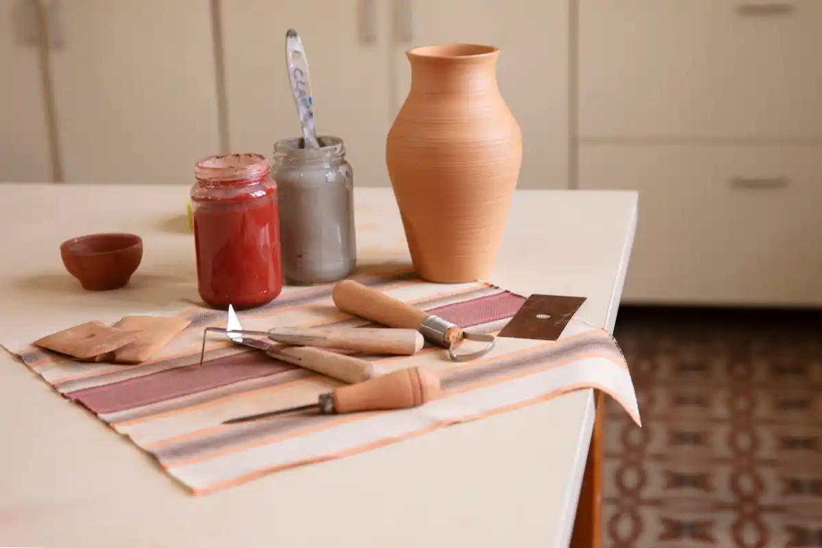 Dutch craft supplies organized in a cozy home corner