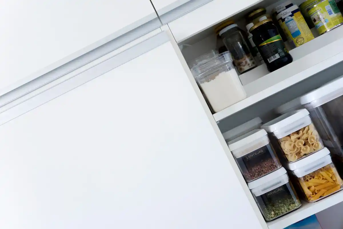 labeled storage boxes kitchen organization