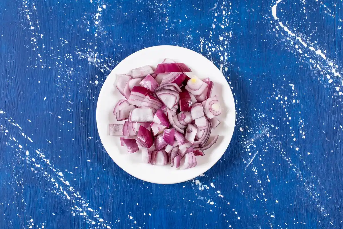 chilled onions on kitchen counter
