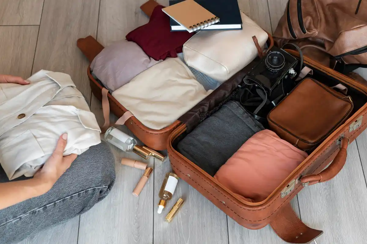 organized travel day essentials suitcase checklist