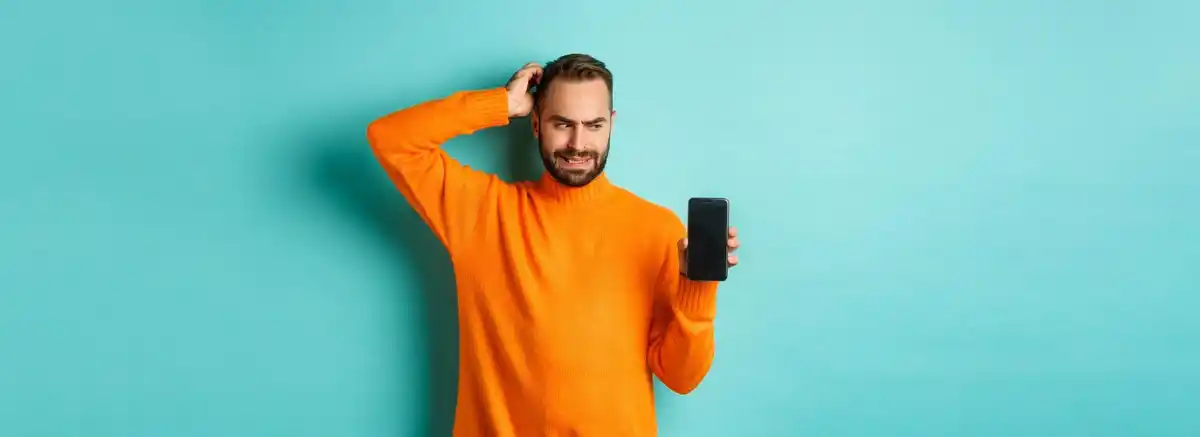 slow smartphone with frustrated user