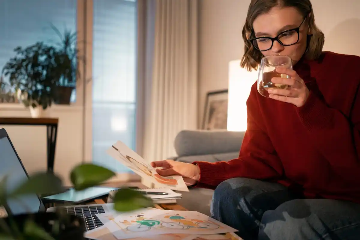 dutch person using time management techniques with planner and coffee