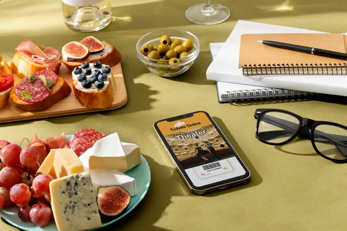Smartphone with organized grocery list app in Dutch kitchen setting