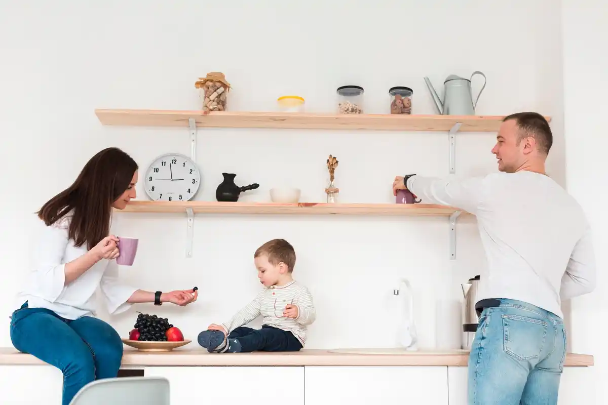 family organizing daily routine