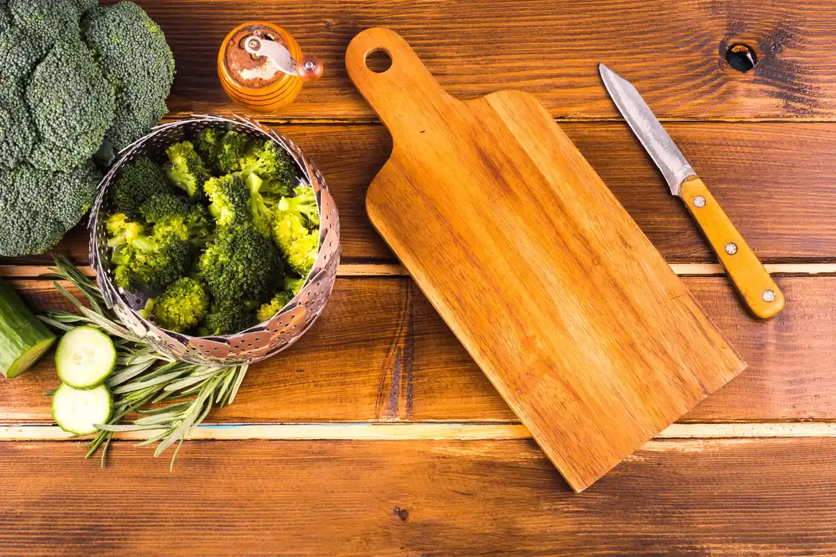 wooden cutting board kitchen countertop