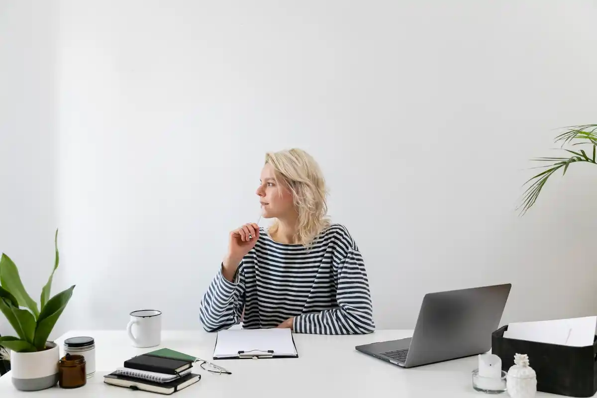focused person working at desk