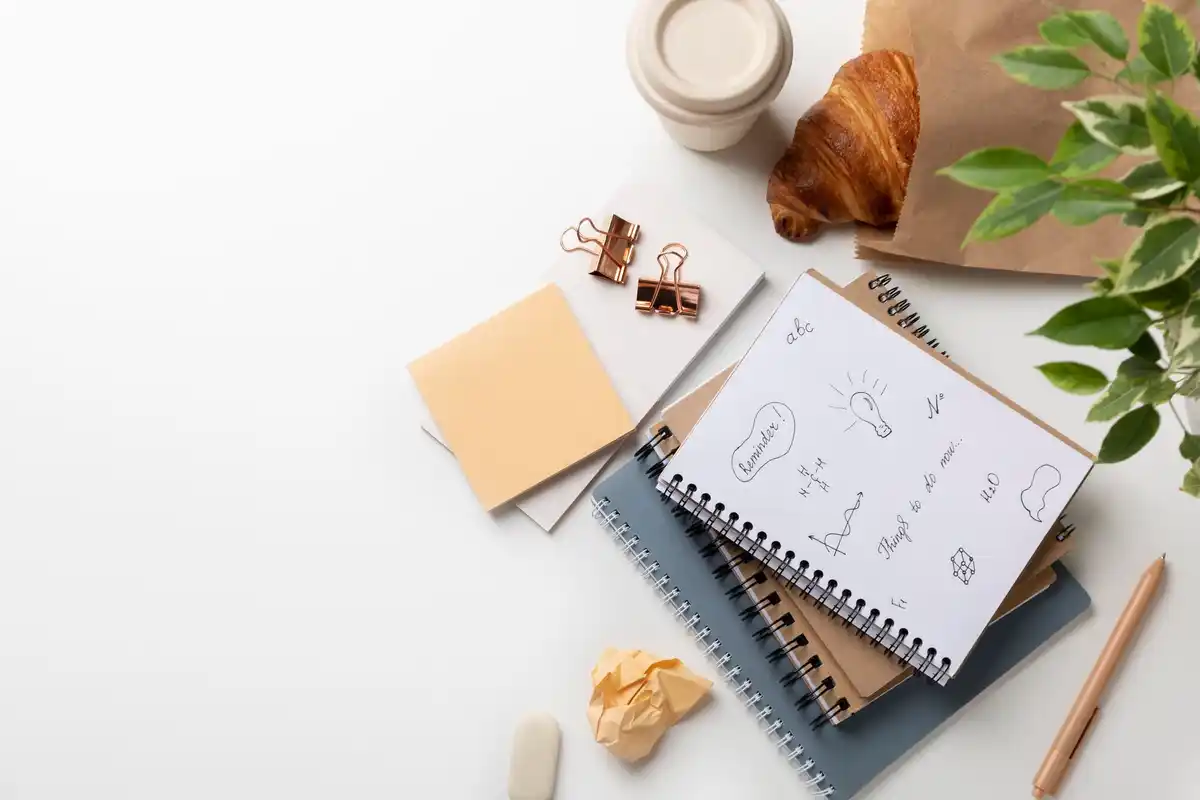 daily planner with coffee and relaxed workspace
