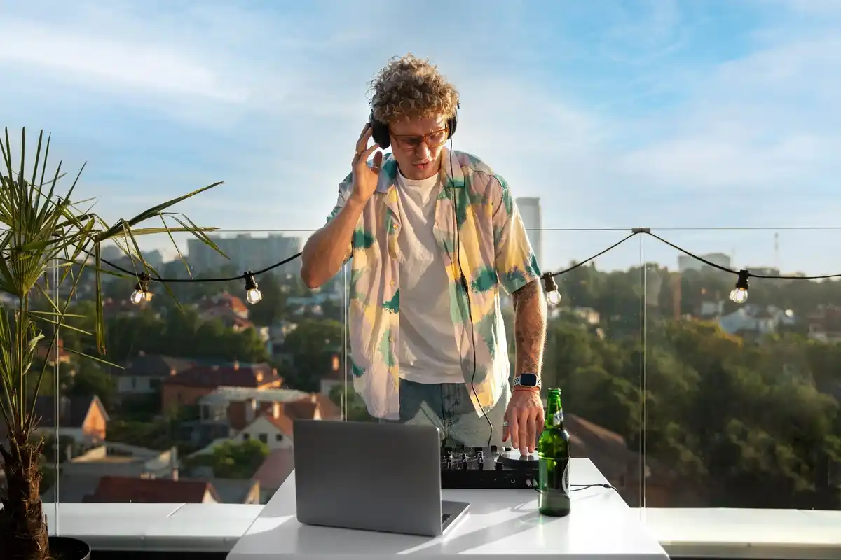 office worker taking productive break outdoors