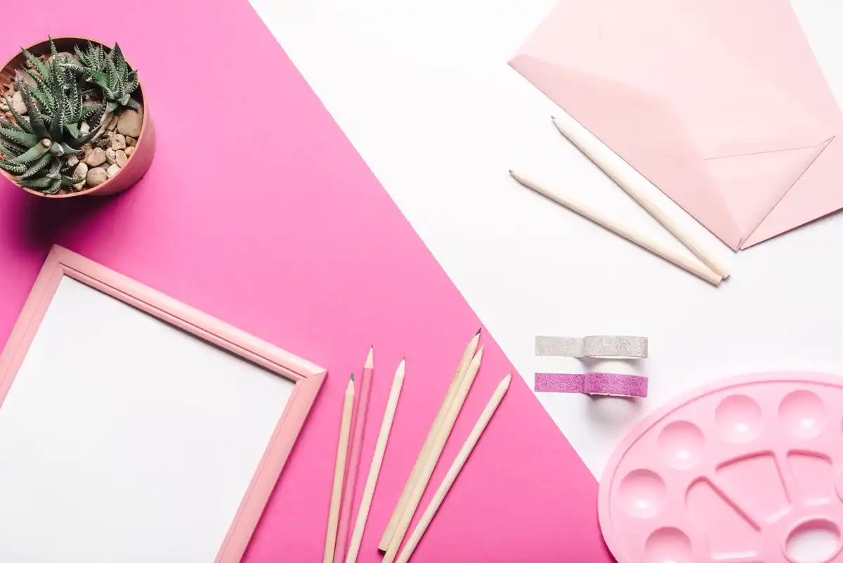 creative workspace with colorful art supplies