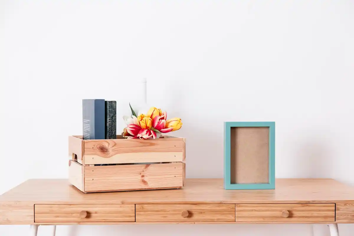 wooden plank bookshelf DIY home