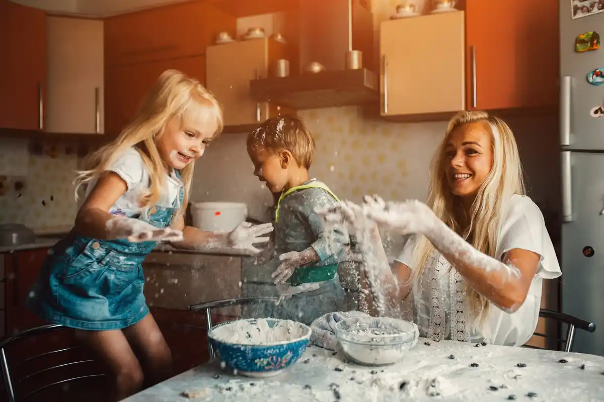 family doing household chores together
