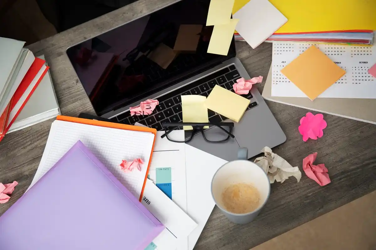 time management cluttered desk