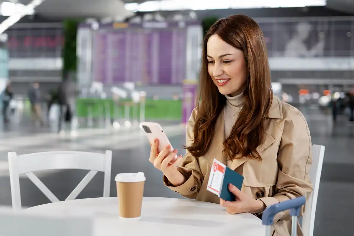 smartphone travel apps airport queue