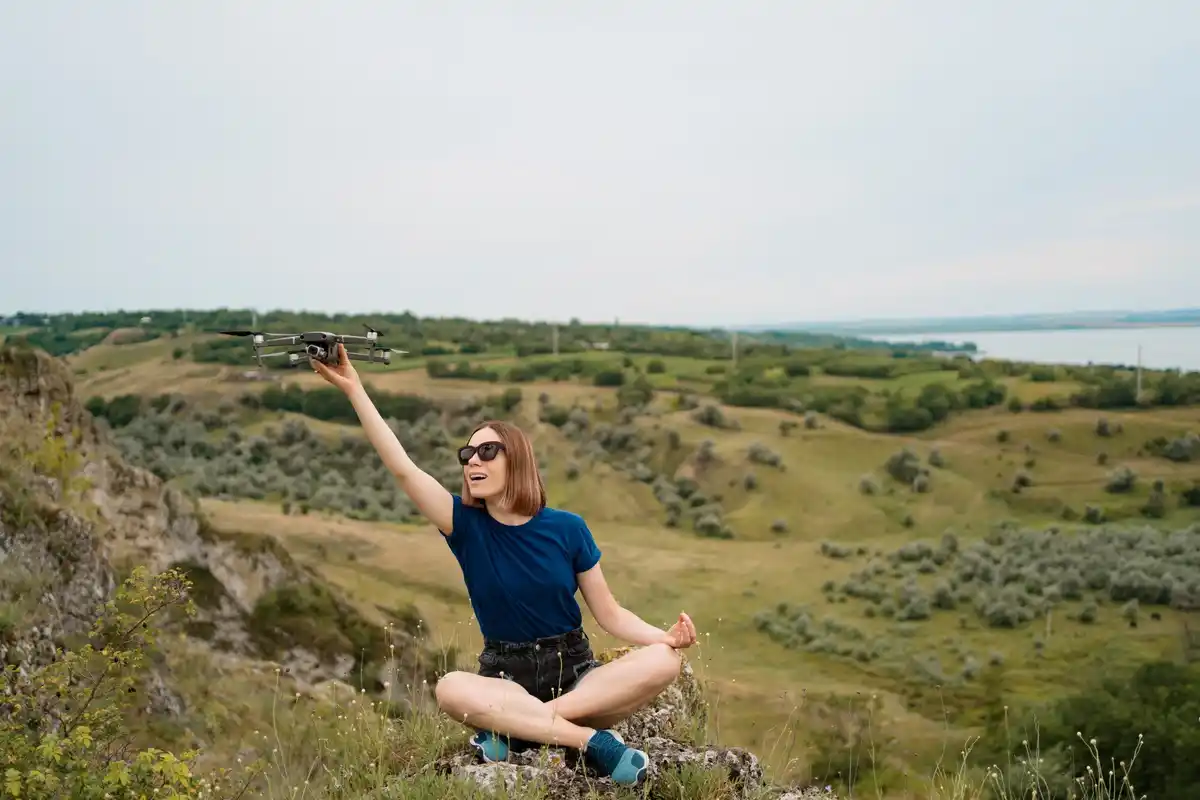relaxed traveler enjoying peaceful vacation nature