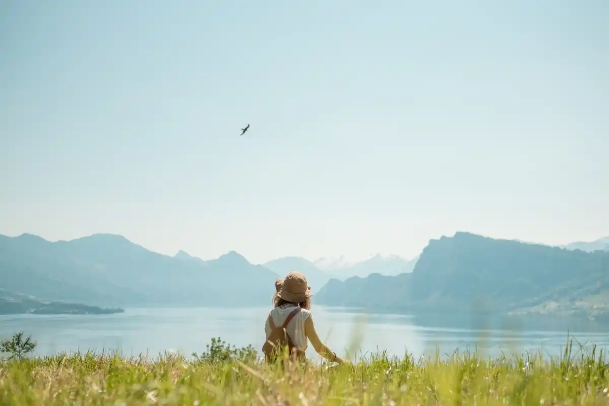 relaxed traveler on holiday enjoying nature