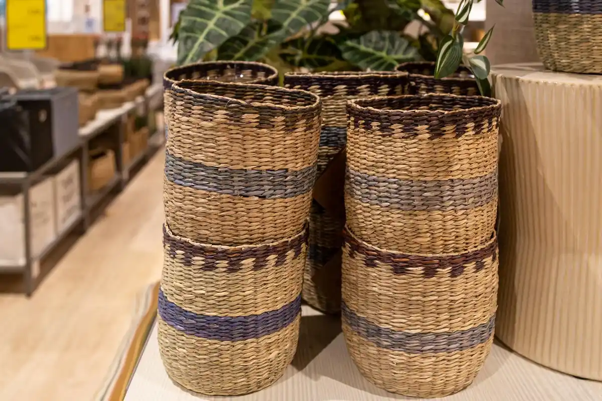 storage baskets labeled organizing home tips