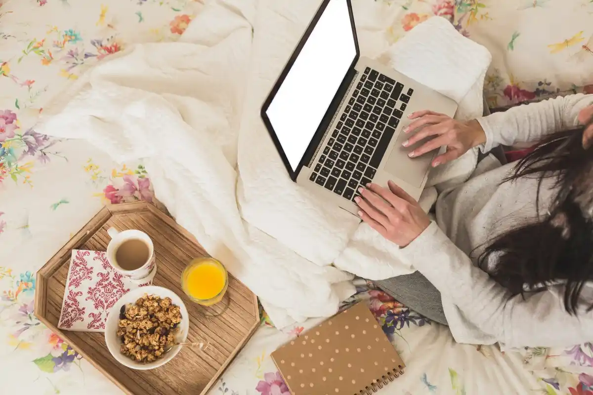 morning routine productivity coffee laptop