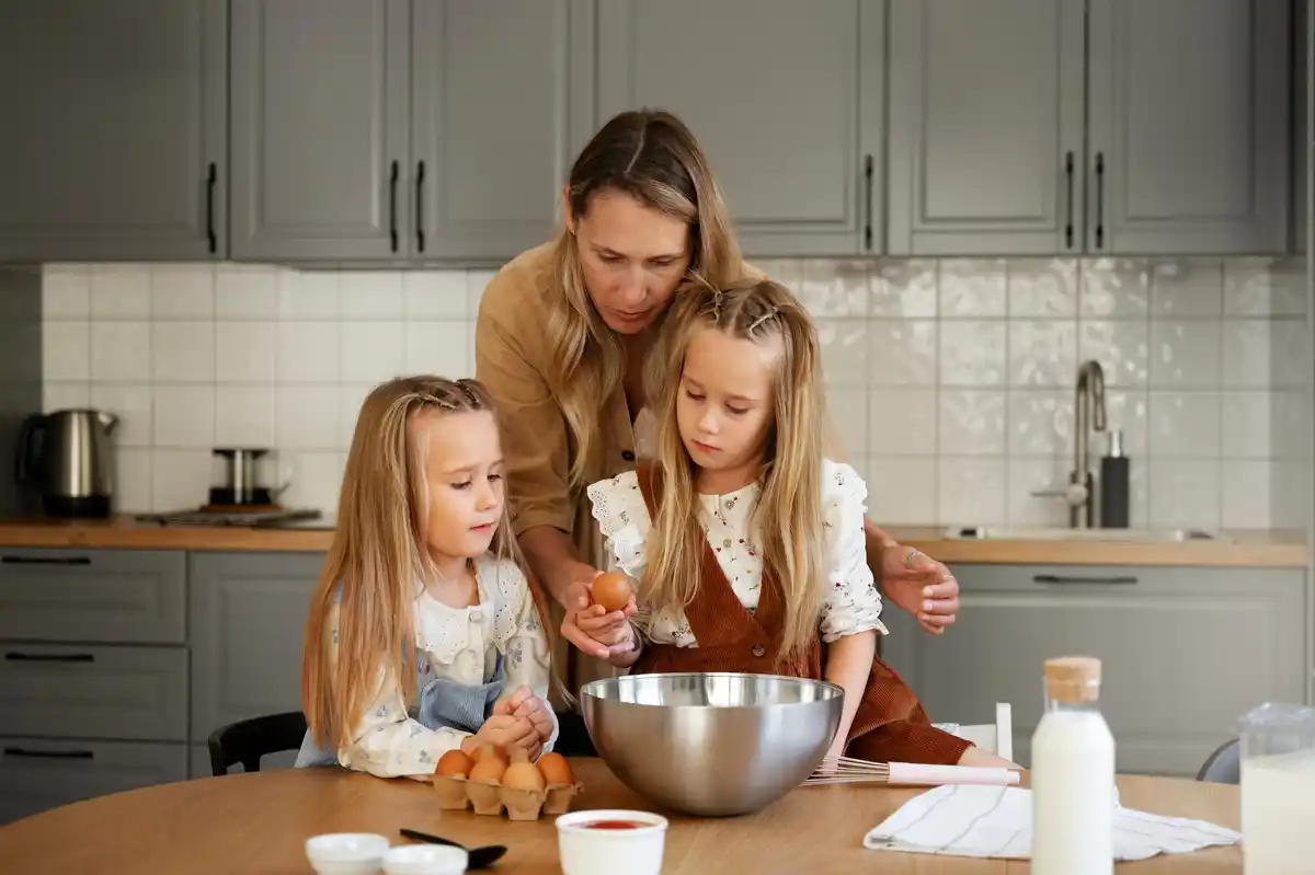 happy dutch family morning routine kitchen