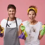 fun household chores people smiling