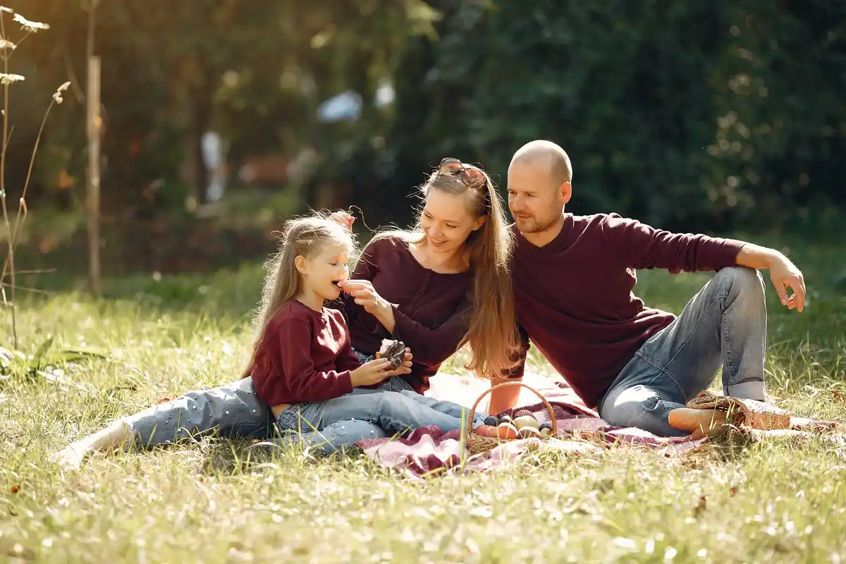 happy relaxed Dutch family enjoying time together outdoor