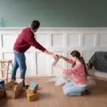 Dutch family tidy home organized tidy room with baskets