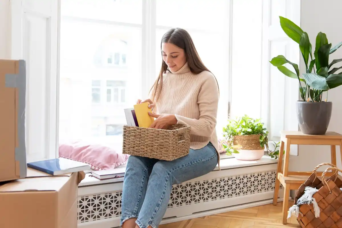 Dutch family organizing home with baskets and labels