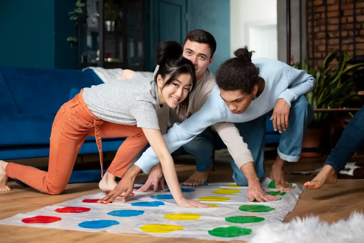 family playing board games at home
