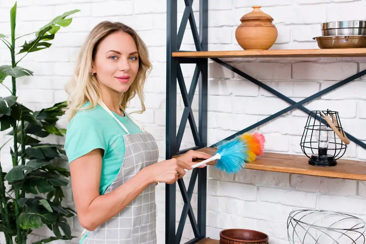 Dutch kitchen cleaning with microfiber cloth