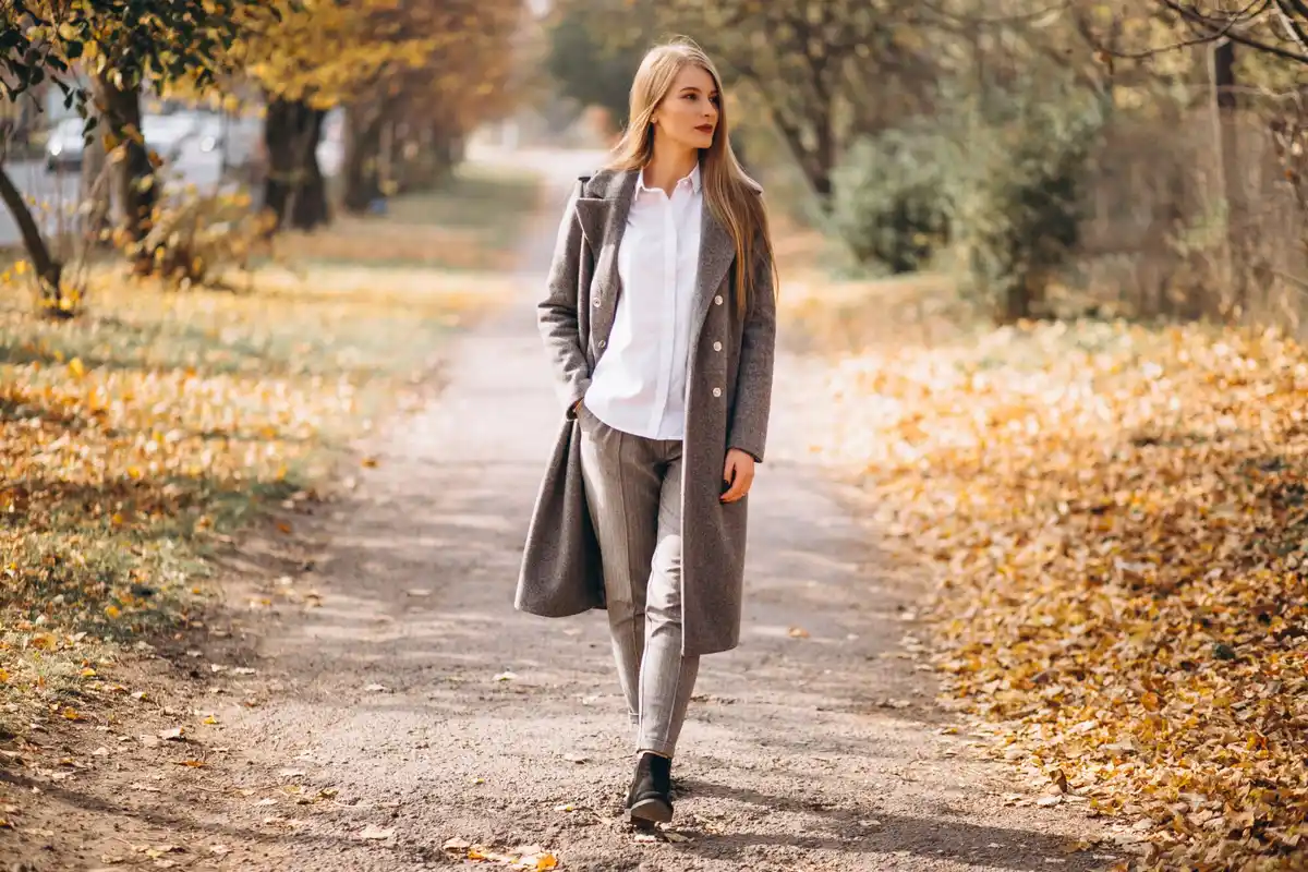 walking outdoors in nature with autumn leaves