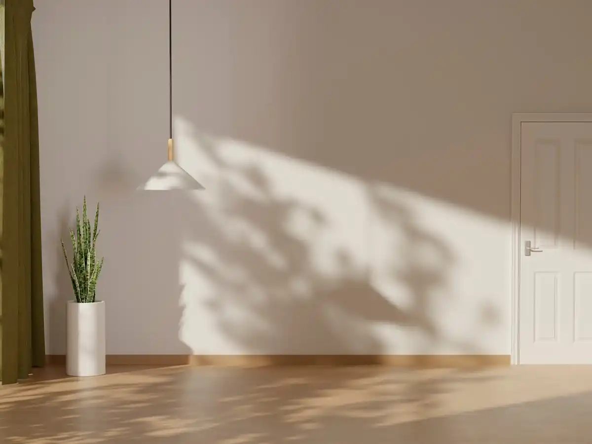 tidy minimalist living room with natural light