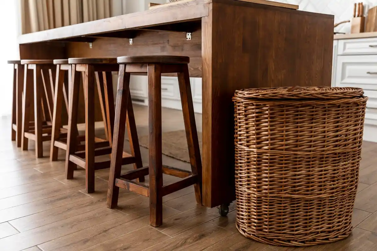 minimalist Dutch home organization with baskets and shelves